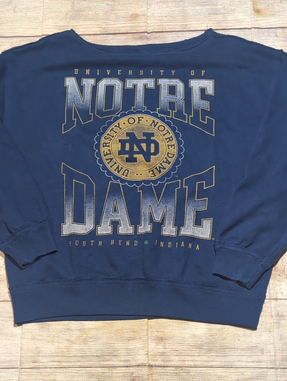 Hollister Off The Shoulder Notre Dame Blue Sweatshirt Size XS